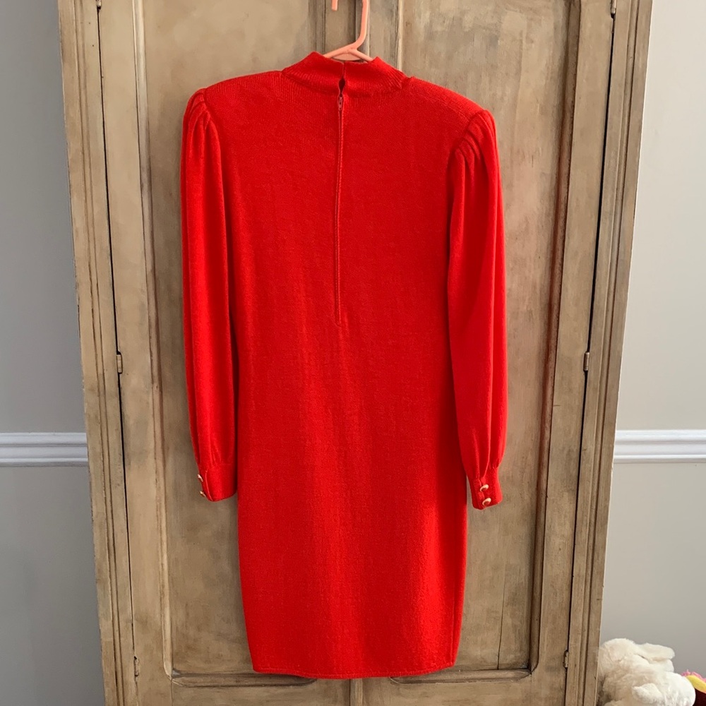 St. John Sport by Marie Gray Vibrant Red Long Sleeve Dress - Picture 3 of 5